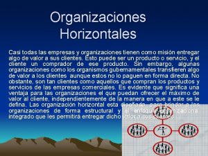 Organizaciones Horizontales Casi todas las empresas y organizaciones