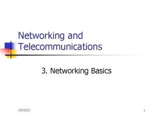 Networking and Telecommunications 3 Networking Basics 252022 1