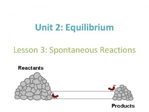 Unit 2 Equilibrium Lesson 3 Spontaneous Reactions Spontaneous