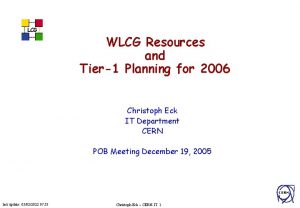 LCG WLCG Resources and Tier1 Planning for 2006