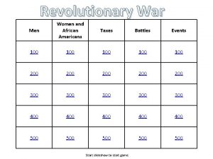Revolutionary War Men Women and African Americans Taxes