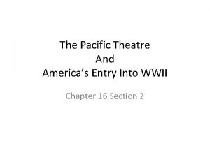 The Pacific Theatre And Americas Entry Into WWII