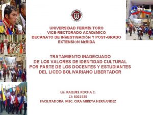 UNIVERSIDAD FERMN TORO VICERECTORADO ACADMICO DECANATO DE INVESTIGACIN