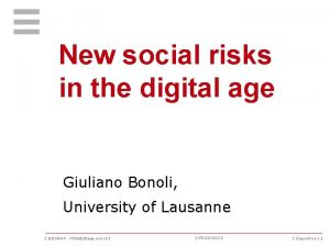 New social risks in the digital age Giuliano