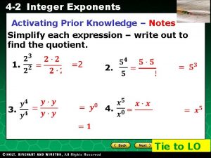 4 2 Integer Exponents Activating Prior Knowledge Notes