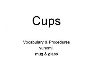 Cups Vocabulary Procedures yunomi mug glass Guiding Question