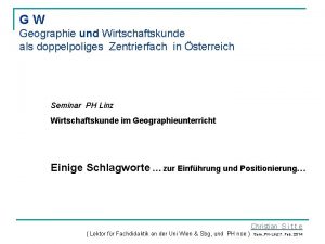 GW Geographie und Wirtschaftskunde als doppelpoliges Zentrierfach in