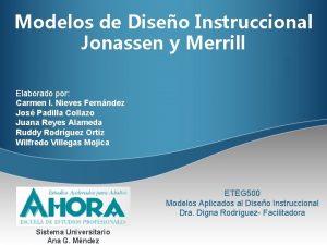 Modelos de Diseo Instruccional Jonassen y Merrill Elaborado