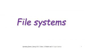 File systems Operating Systems Spring 2020 I Dinur