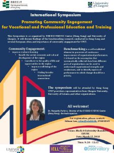 International Symposium Promoting Community Engagement for Vocational and