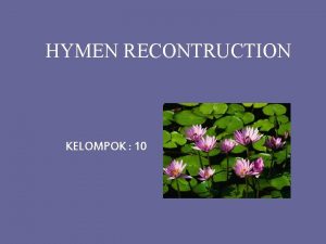 HYMEN RECONTRUCTION KELOMPOK 10 KASUS Nona End adalah