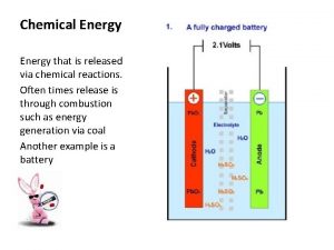 Chemical Energy that is released via chemical reactions