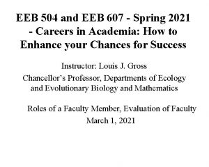 EEB 504 and EEB 607 Spring 2021 Careers