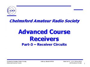 Chelmsford Amateur Radio Society Advanced Course Receivers Part3