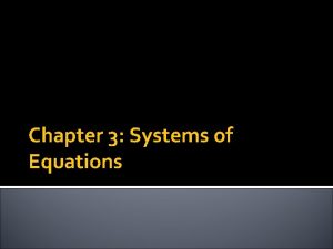 Chapter 3 Systems of Equations Graphing Systems of