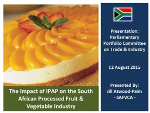 Presentation Parliamentary Portfolio Committee on Trade Industry 12