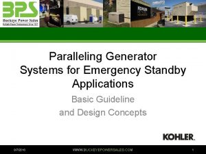 Paralleling Generator Systems for Emergency Standby Applications Basic