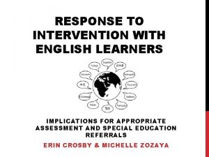 RESPONSE TO INTERVENTION WITH ENGLISH LEARNERS IMPLICATIONS FOR