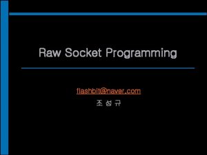 Raw Socket Programming flashbitnaver com Raw Socket Programming