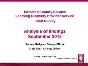 Somerset County Council Learning Disability Provider Service Staff