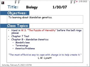 252022 Title Biology 13007 Objectives To learning about