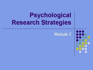 Psychological Research Strategies Module 2 Why is Research