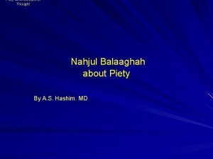 Piety Schools of Thought Nahjul Balaaghah about Piety