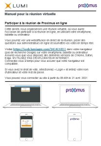 Manuel pour la runion virtuelle Participer la runion