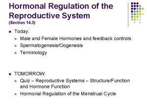 Hormonal Regulation of the Reproductive System Section 14