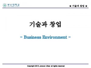 Business Environment Copyright 2012 Junwon Chae all rights