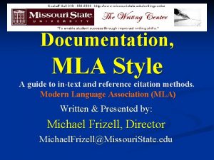 Documentation MLA Style A guide to intext and