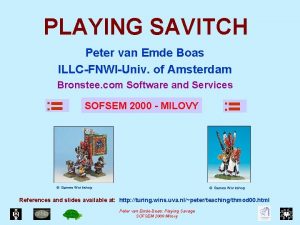 PLAYING SAVITCH Peter van Emde Boas ILLCFNWIUniv of