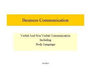 Business Communication Verbal And Non Verbal Communication Including