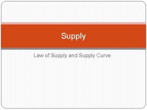 Supply Law of Supply and Supply Curve Supply