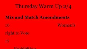 Thursday Warm Up 24 Mix and Match Amendments