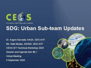 Committee on Earth Observation Satellites SDG Urban Subteam