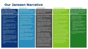 Our Janssen Narrative OUR ORIGINS OUR REALITY OUR