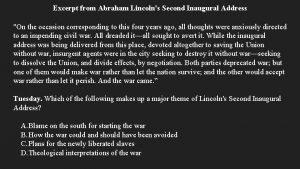 Excerpt from Abraham Lincolns Second Inaugural Address On