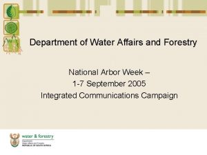 Department of Water Affairs and Forestry National Arbor