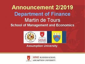 Announcement 22019 Department of Finance Martin de Tours