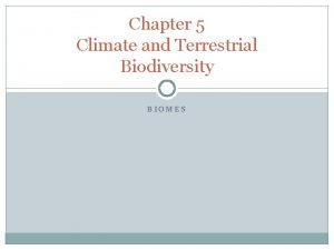 Chapter 5 Climate and Terrestrial Biodiversity BIOMES 10