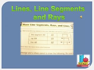 Lines Line Segments and Rays Lines Line Segments