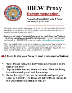 IBEW Proxy Recommendation Request a Paper Ballot Vote