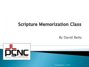 Scripture Memorization Class By David Batty i Teen