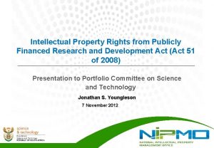 Intellectual Property Rights from Publicly Financed Research and