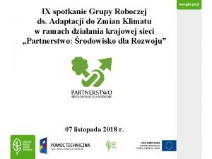 IX spotkanie Grupy Roboczej ds Adaptacji do Zmian