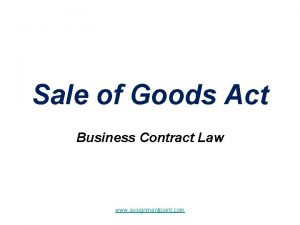 Sale of Goods Act Business Contract Law www