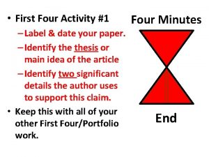 First Four Activity 1 Label date your paper