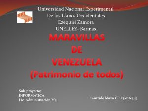 Universidad Nacional Experimental De los Llanos Occidentales Ezequiel