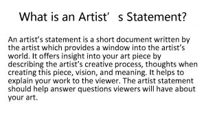 What is an Artists Statement An artists statement